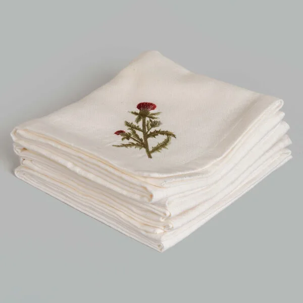 Bud Ivory Embroidered Cotton Slub Napkin (Set Of 4)
