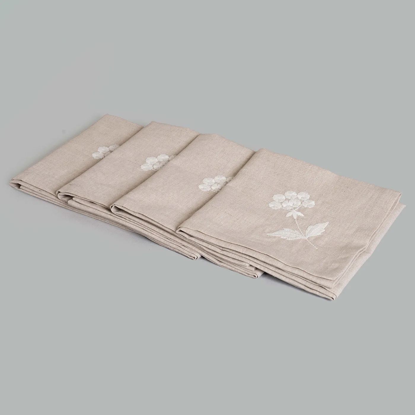 Palak Natural Embroidered Cotton Linen Natural Napkin (Set Of 4) - Image 2