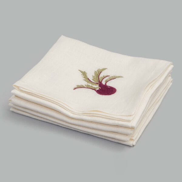 Origin Ecru Hand Embroidered Linen Napkin (Assorted set of 4)