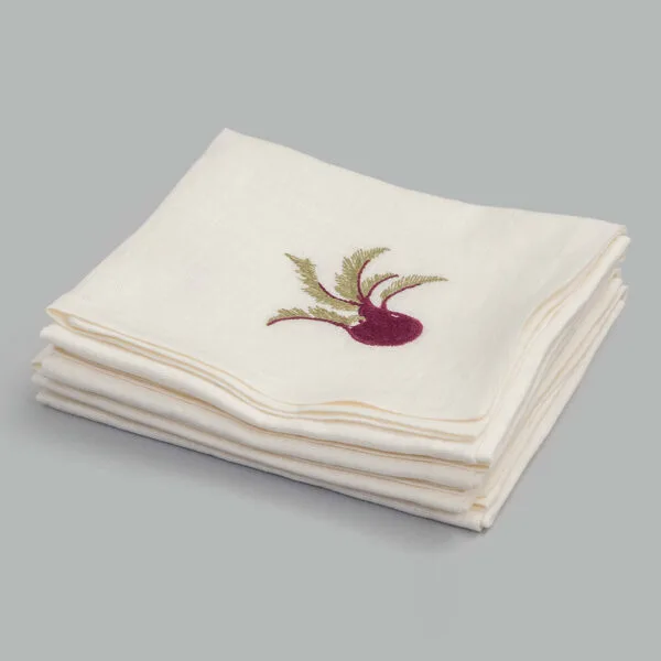 Origin Ecru Embroidered Linen Napkin (Assorted set of 4)