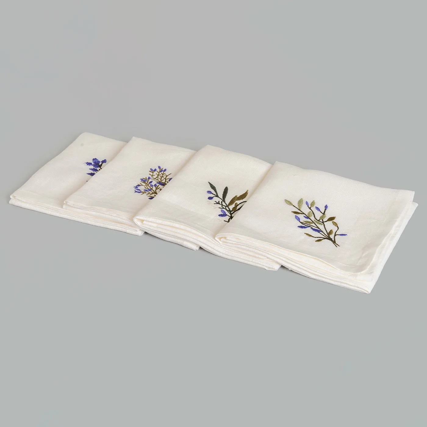 Lavender Ivory Embroidered Linen Napkin (Assorted set of 4) - Image 2