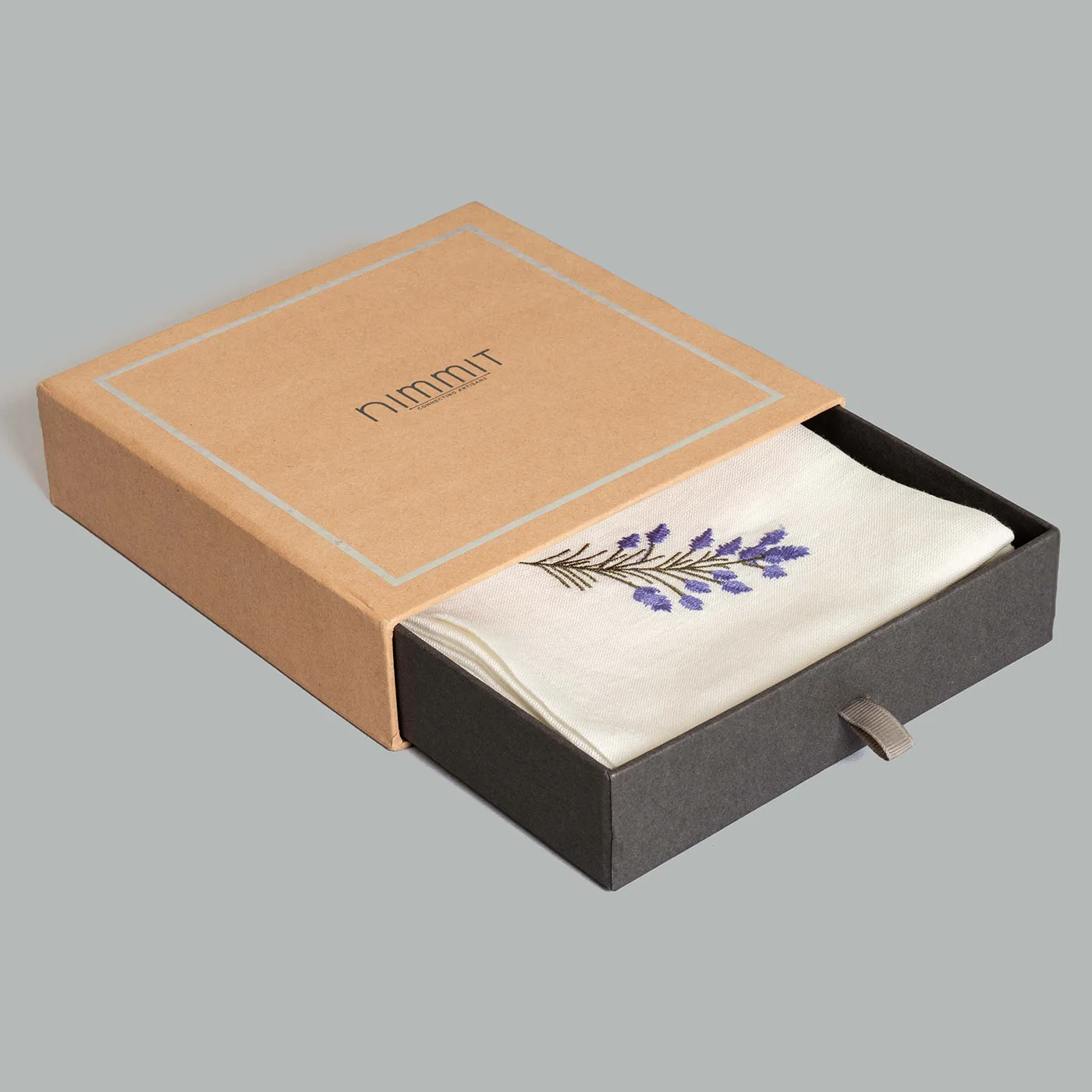 Lavender Ivory Embroidered Linen Napkin (Assorted set of 4) - Image 3