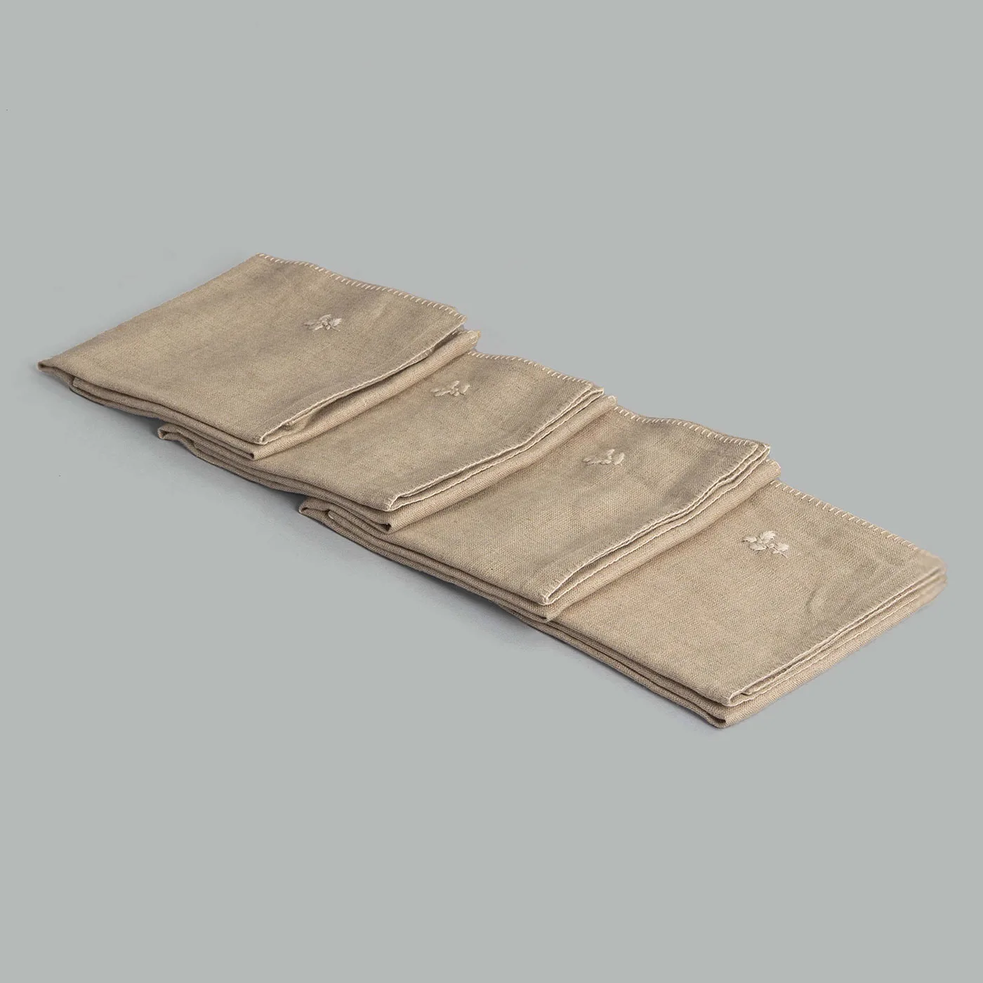 Patr Natural Hand Embroidered Linen Napkin (Set Of 4) - Image 2