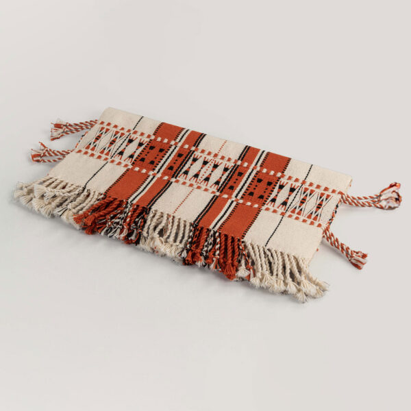 Mrini Ivory / Rust Naga Handwoven 100% Cotton Table Runner