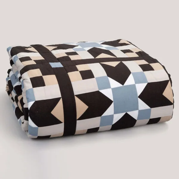 Hexa Black Patchwork Cotton Quilt