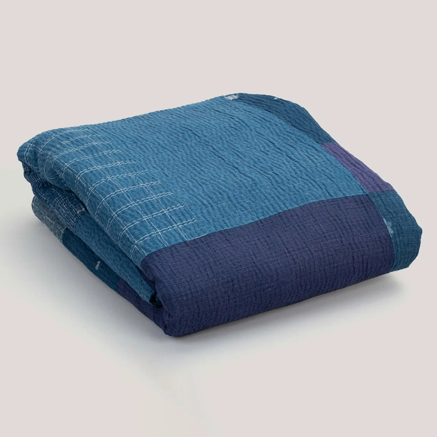 Srinda Indigo Jamdani Patchwork / Kantha Cotton Quilt
