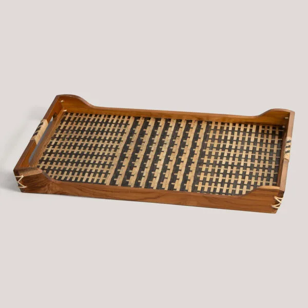 Ratan Natural / Black Cane Handwoven Tray