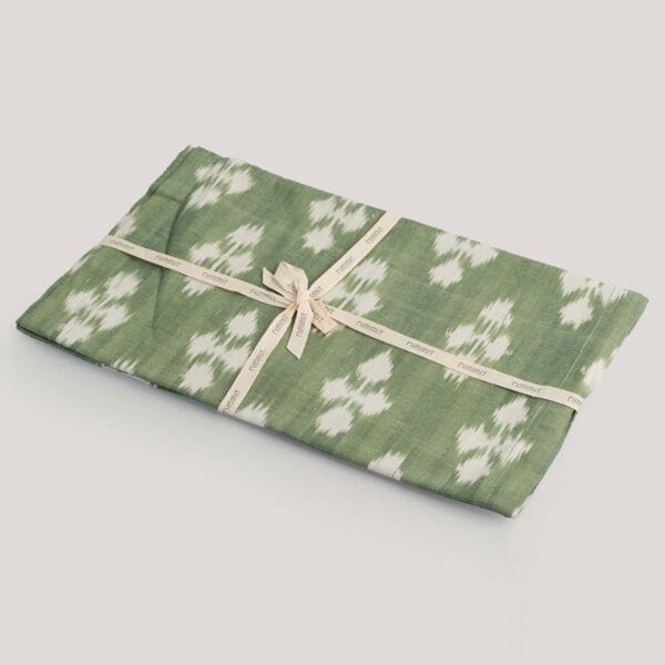 Clovia Sage Green Ikat Handwoven 100% Cotton Table Runner