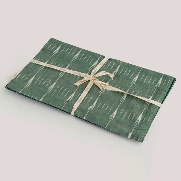 Ara Sage Green Ikat Handwoven 100% Cotton Table Runner