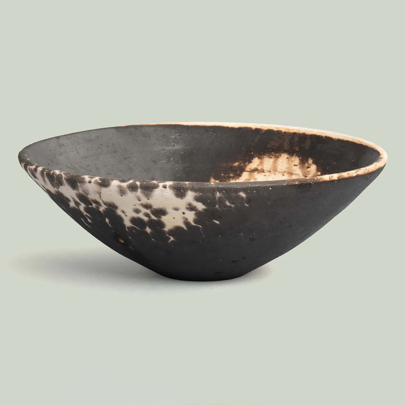 Manu Black / Ivory Raku Pottery Bowl