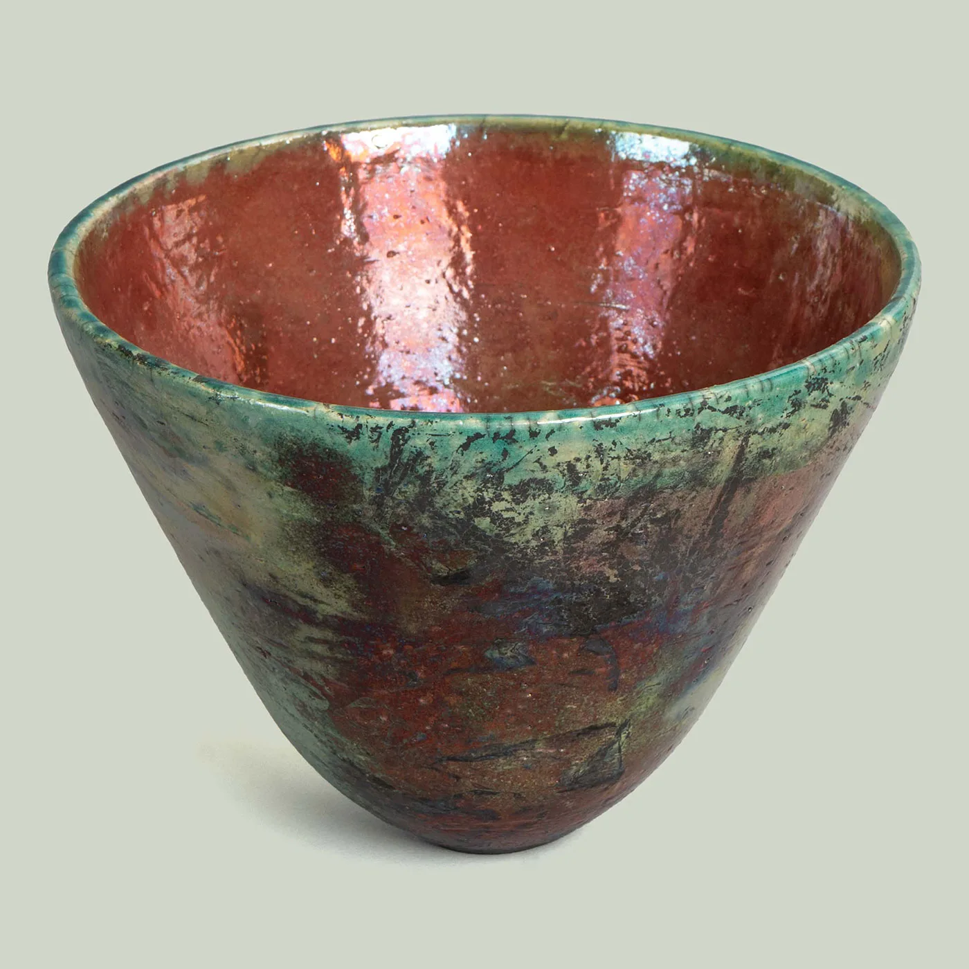 Kirti Sea Green Raku Pottery Bowl - Image 2