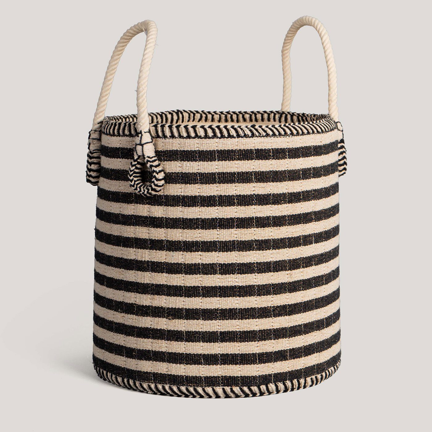 Mira Black / Ivory Handwoven Sabala Natural Fibre Basket