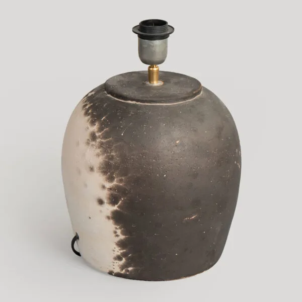 Sahana Black / Ivory Raku Ceramic Handmade Terracotta Lamp Base