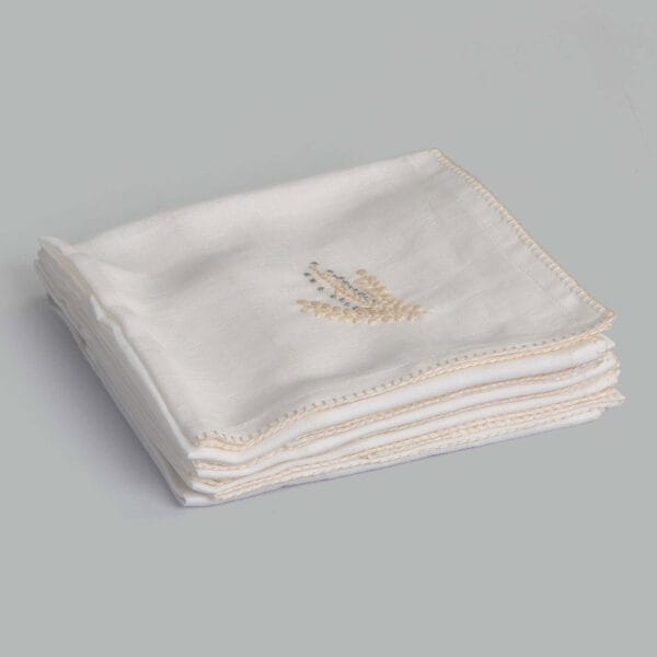 Maisa Ivory Hand Embroidered Linen Napkin (Set Of 4)