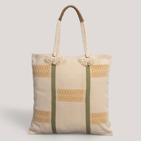 Giva Ivory Naga Handwoven Tote Bag (Medium)
