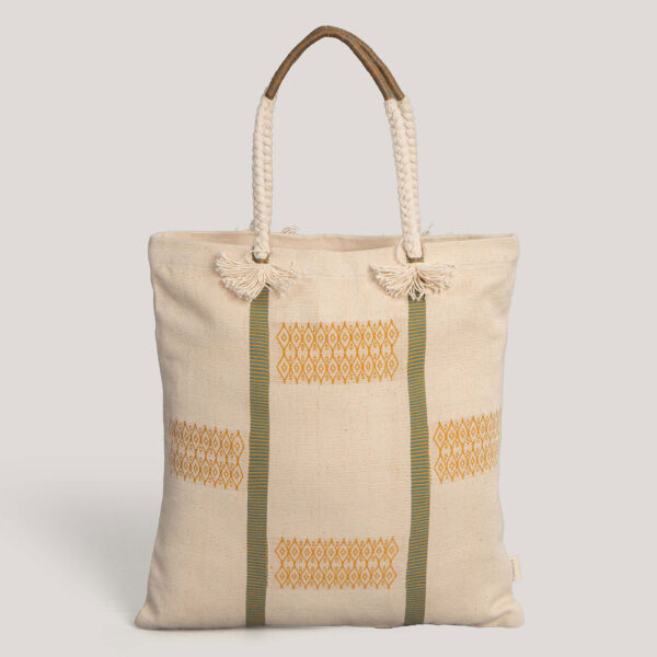 Rumo Ivory Naga Handwoven Tote Bag (Medium)