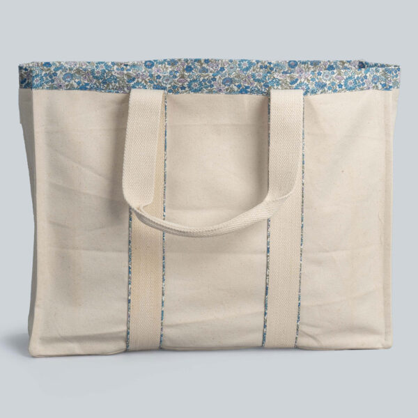 Tira Ivory / Blue Naga Handwoven Tote Bag (Big)