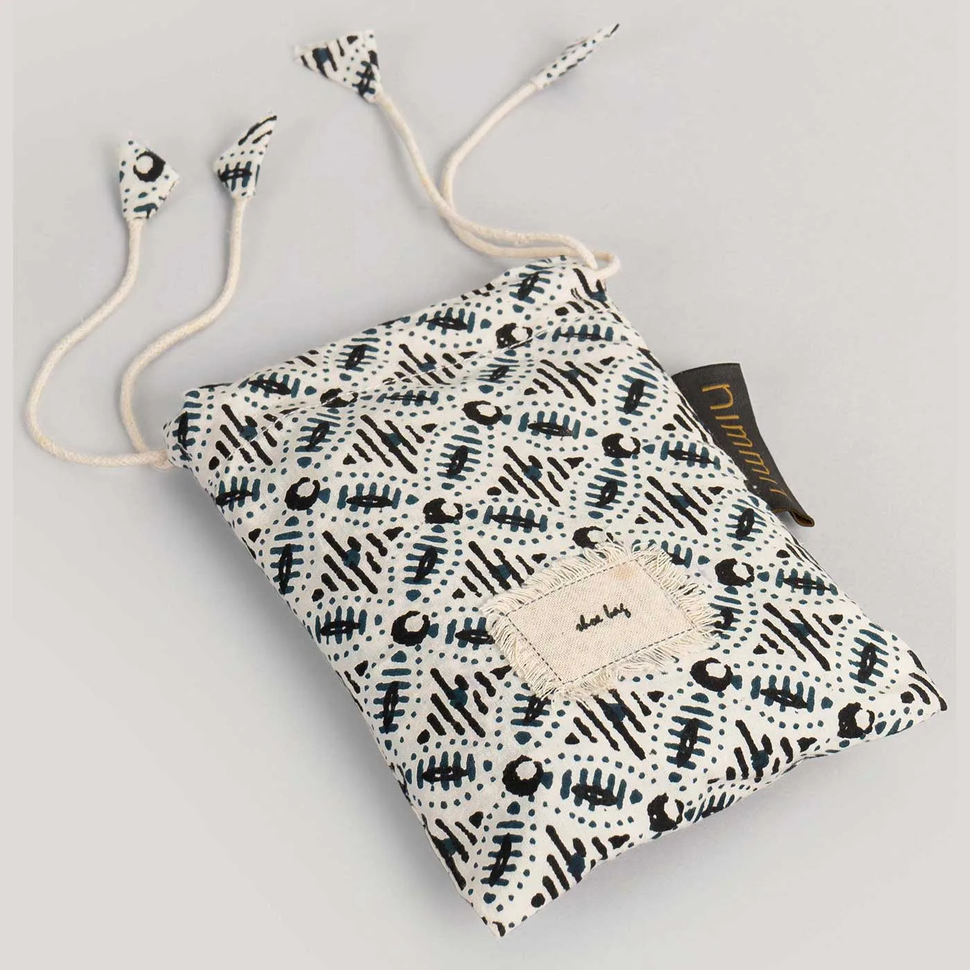 Lima Dark Blue Printed Cotton Shoe Bag