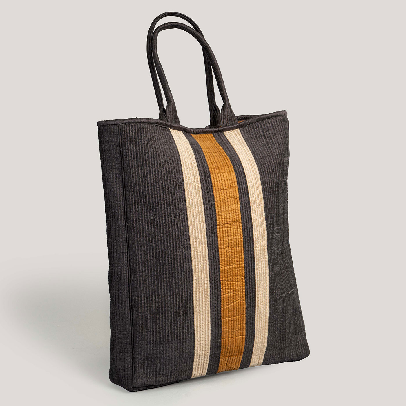 Kirani Black Patchwork Quilted 100% Silk Tote Bag - Image 2