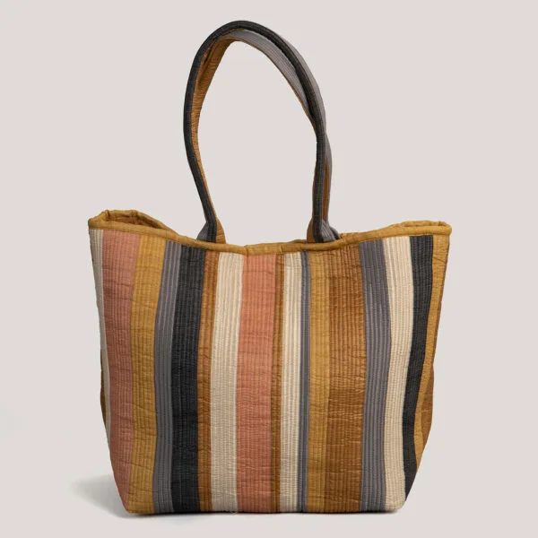 Mayur Multi Patchwork Quilted 100% Silk Tote Bag
