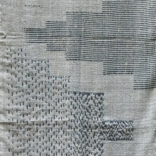 Kshetra Grey Handwoven / Kantha Embroidered Cotton Silk Textile Art