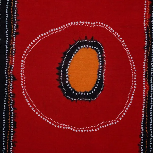 Bindu Red / Black Bandhini Tie Dyed Silk Textile Art