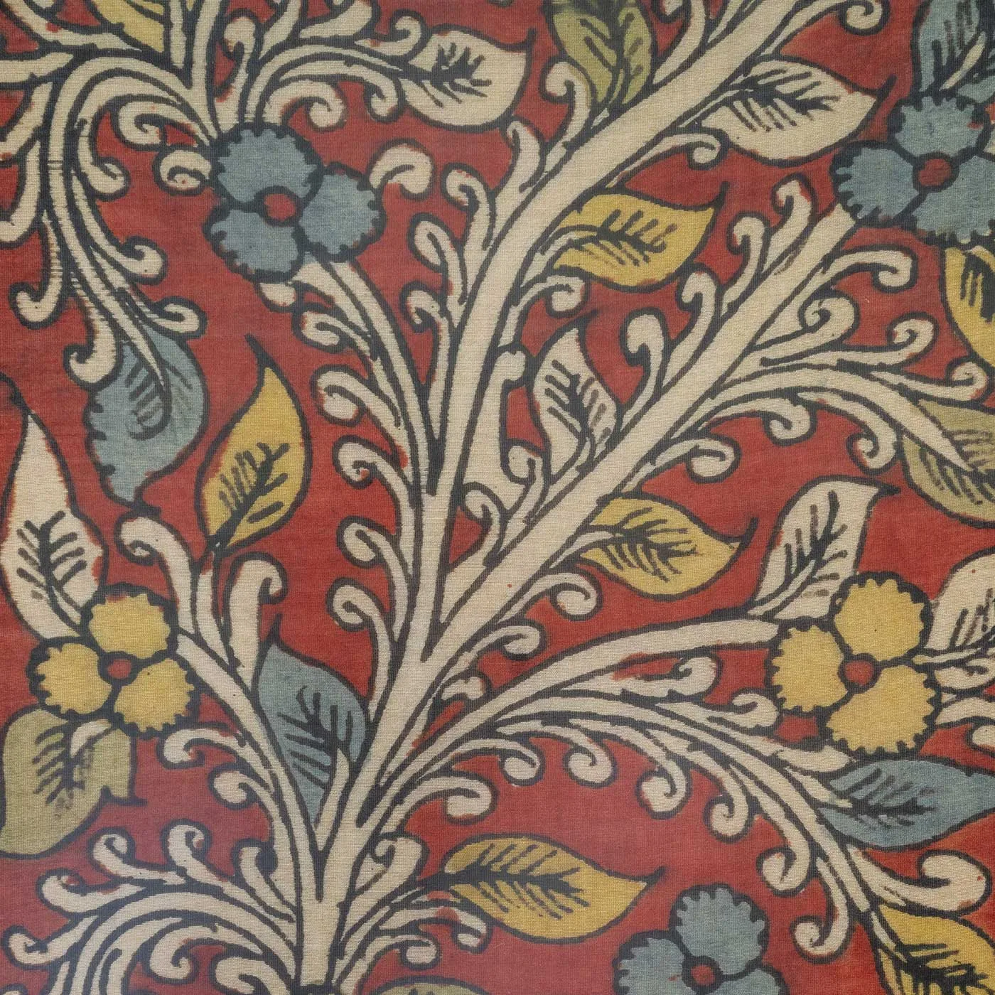 Vana Red Kalamkaari Hand painted Silk Textile Art