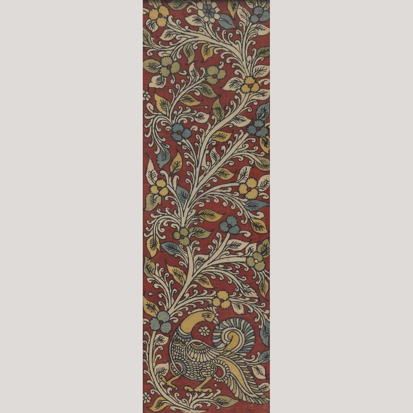 Vana Red Kalamkaari Hand painted Silk Textile Art - Image 2