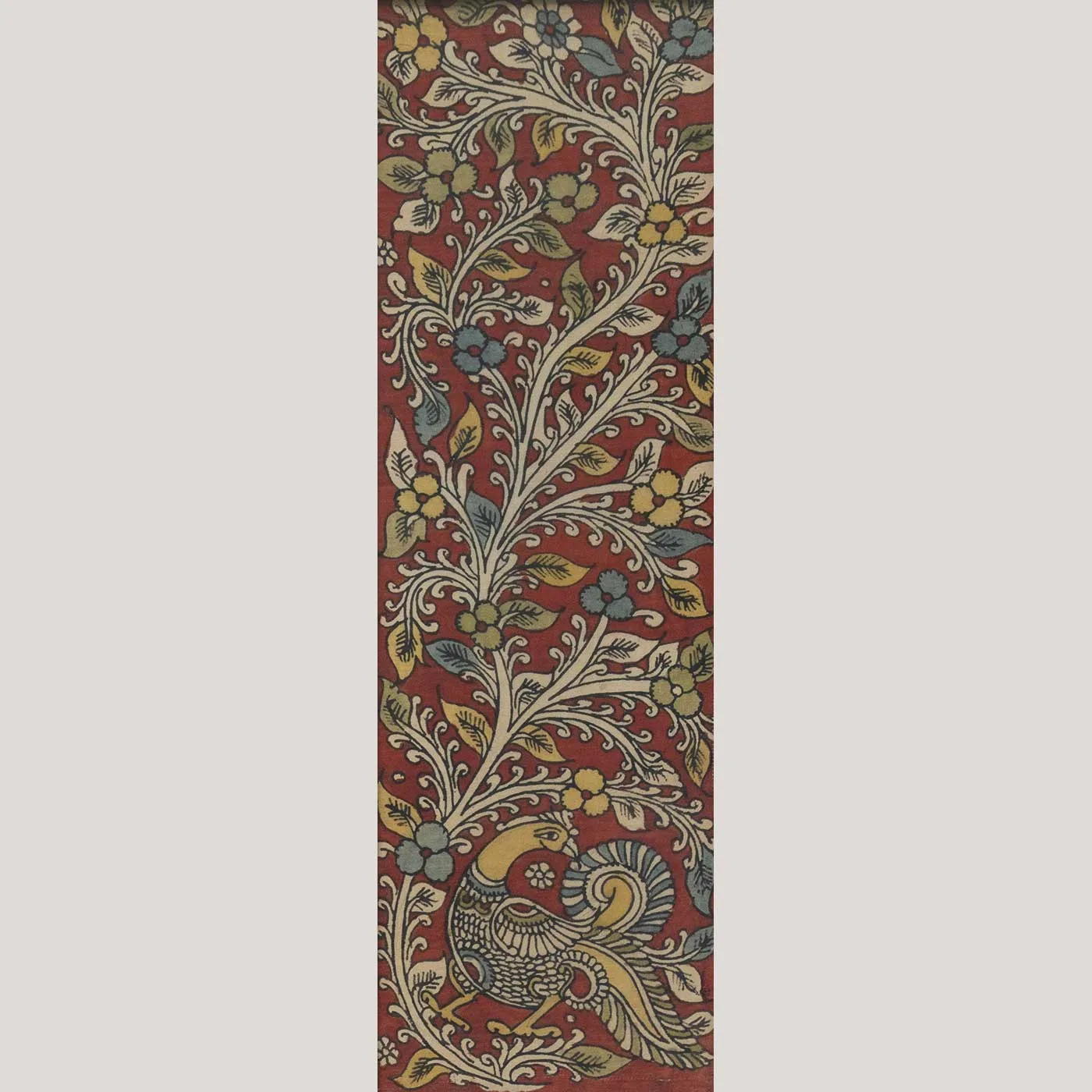 Vana Red Kalamkaari Hand painted Silk Textile Art - Image 2