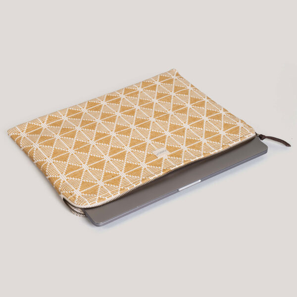 Diya Ochre Handwoven Cotton Laptop Sleeve (Small)