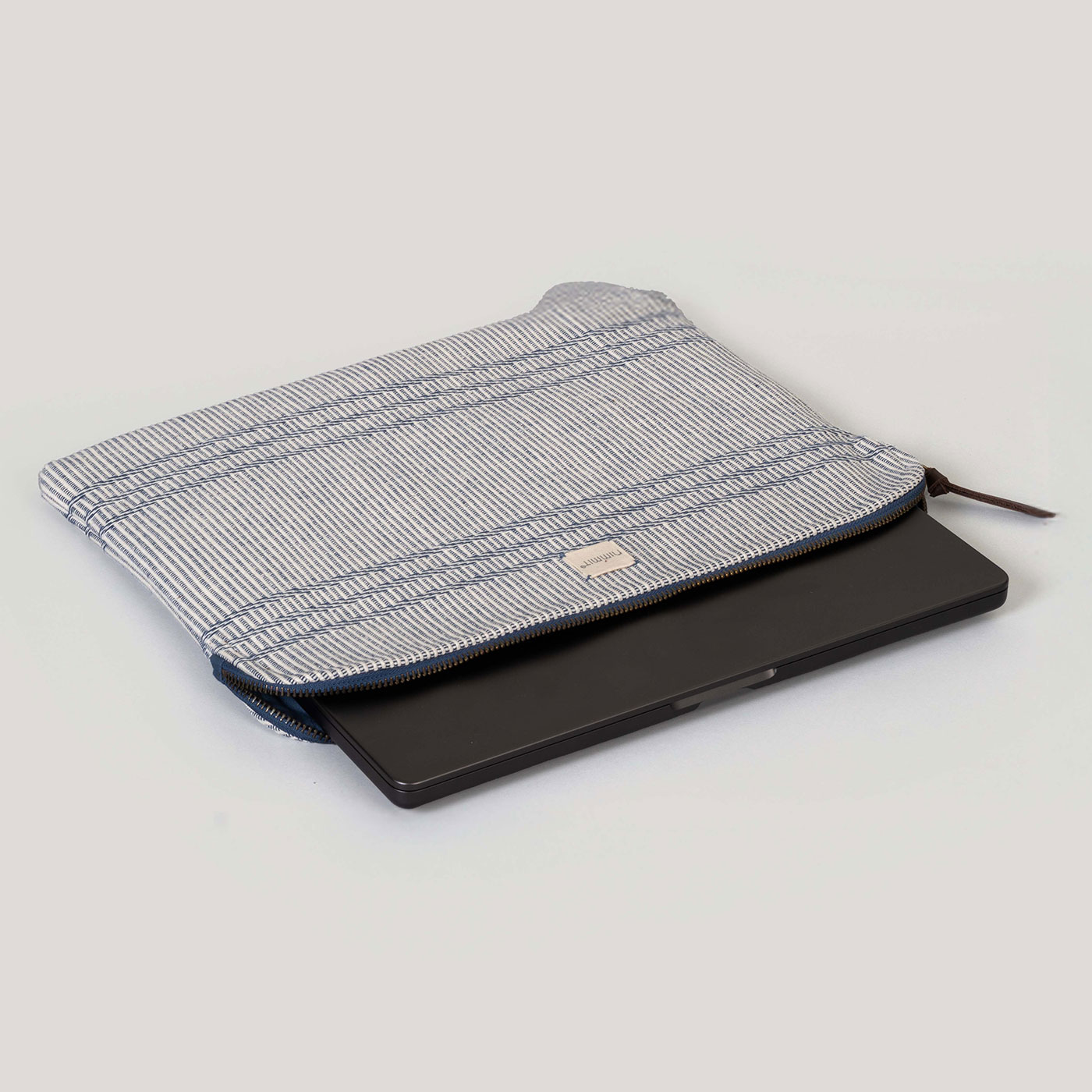Aashima Blue Handwoven Cotton Laptop Sleeve (Small)