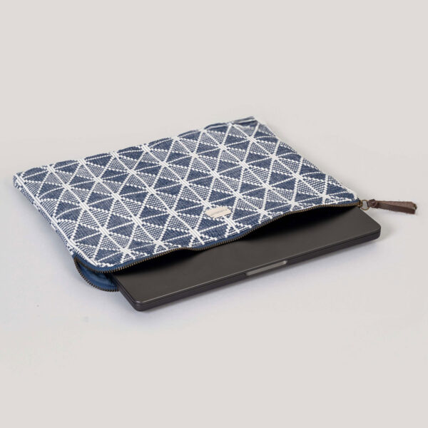Diya Blue Handwoven Cotton Laptop Sleeve (Small)