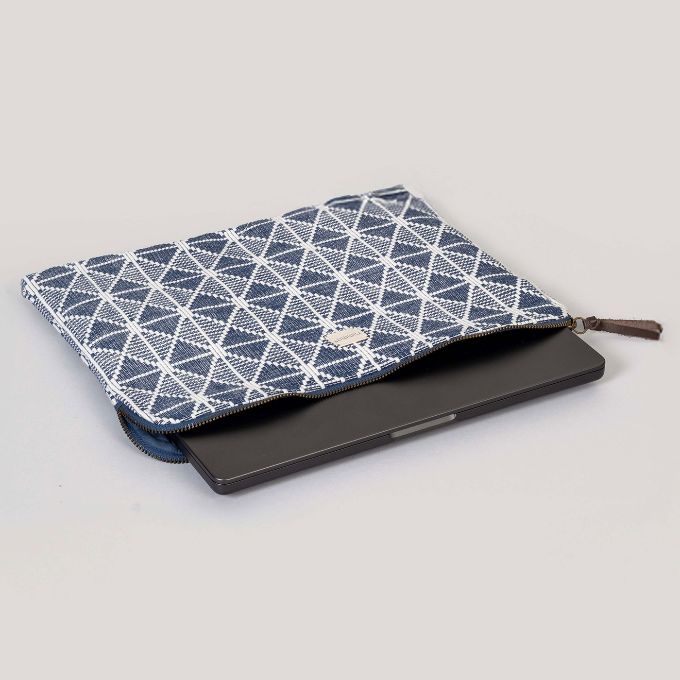 Diya Blue Handwoven Cotton Laptop Sleeve (Small)