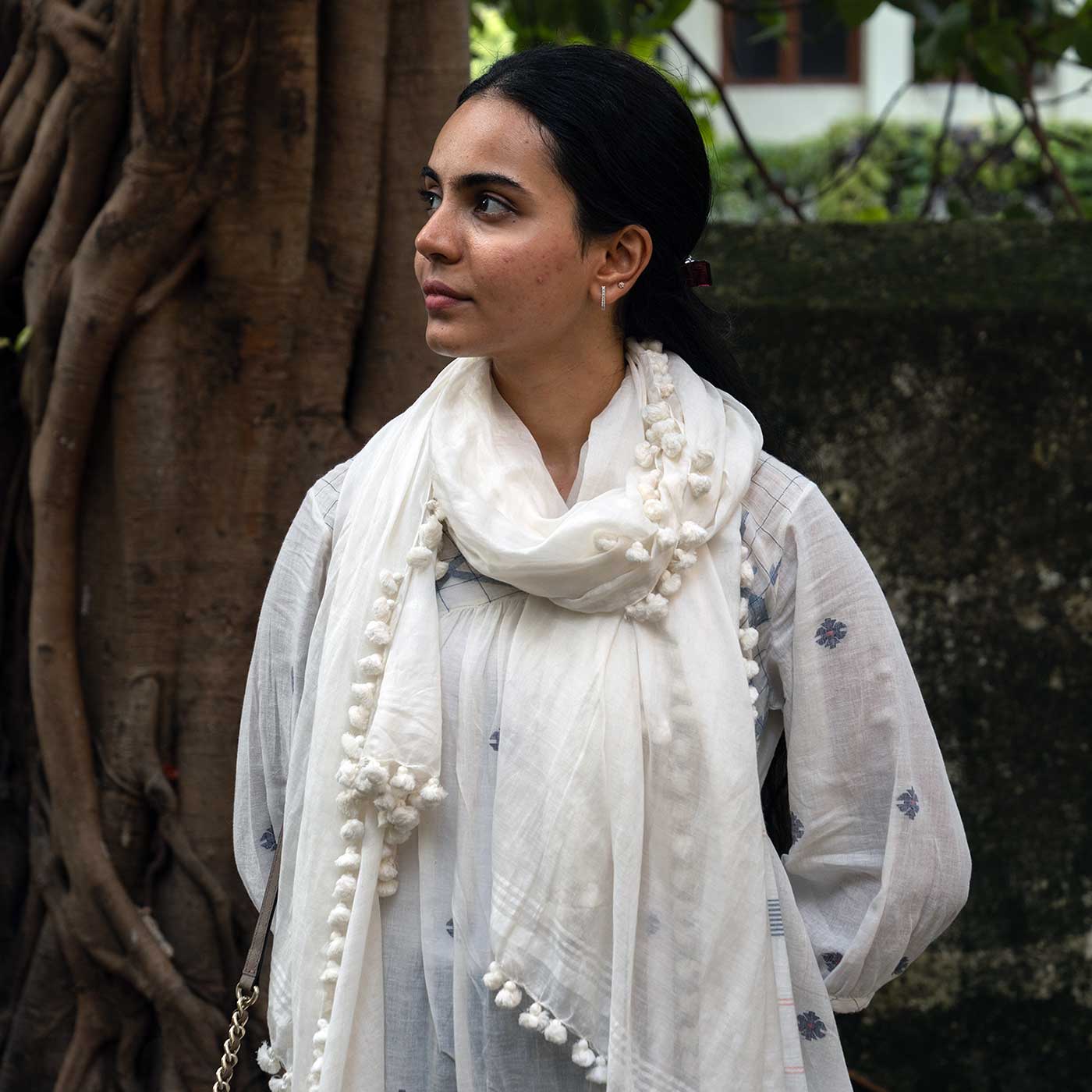 Ashvi Ivory Jamdani Handwoven Handspun Cotton Top