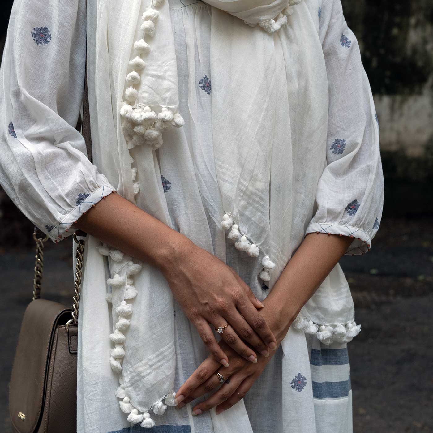 Ashvi Ivory Jamdani Handwoven Handspun Cotton Top - Image 2