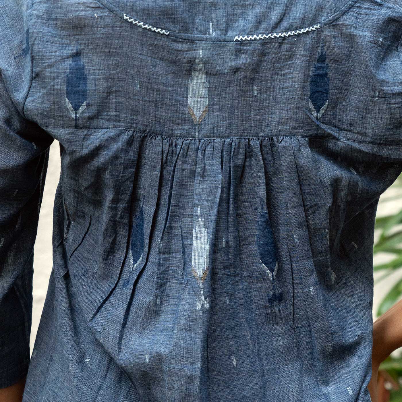 Anvika Gray Jamdani Handwoven Handspun Cotton Top - Image 2