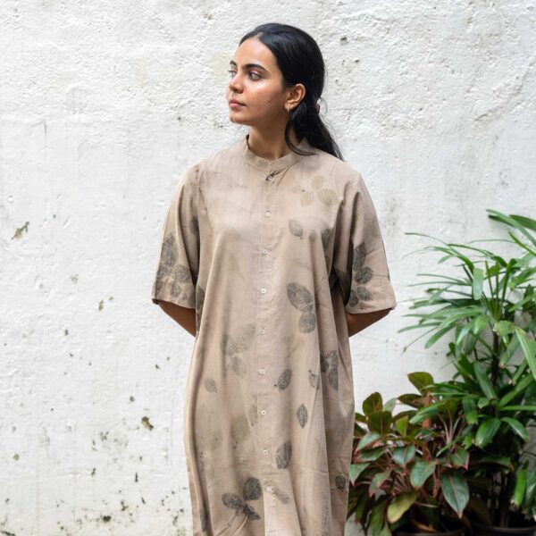 Atma Taupe Eco Printed Bamboo Cotton Top